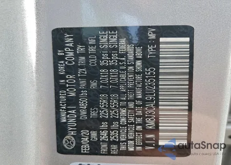 2020 Hyundai Tucson Limited из США, поврежденный, VIN KM8J3CAL9LU235155